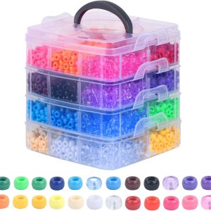 Simetufy 4200Pcs Pony Beads, 24 Colors Beads for Bracelets Making, Pony Beads Bulk for Hair Beads, Kandi Friendship Bracelet Beads for Craft, DIY Jewelry Making, Chirstmas Gifts (Boxed)